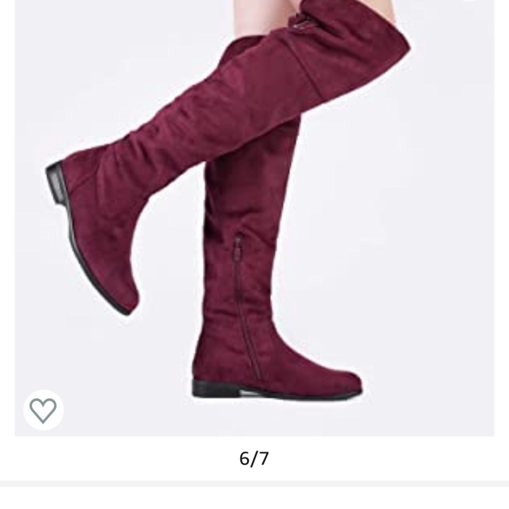 Over the knee red faux suede boots